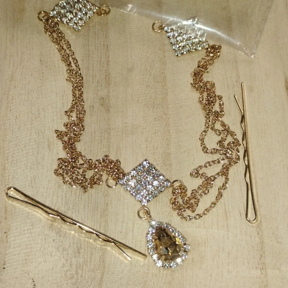 Brinie Gold Tone Wedding Women's Headbands 2 Different Ones